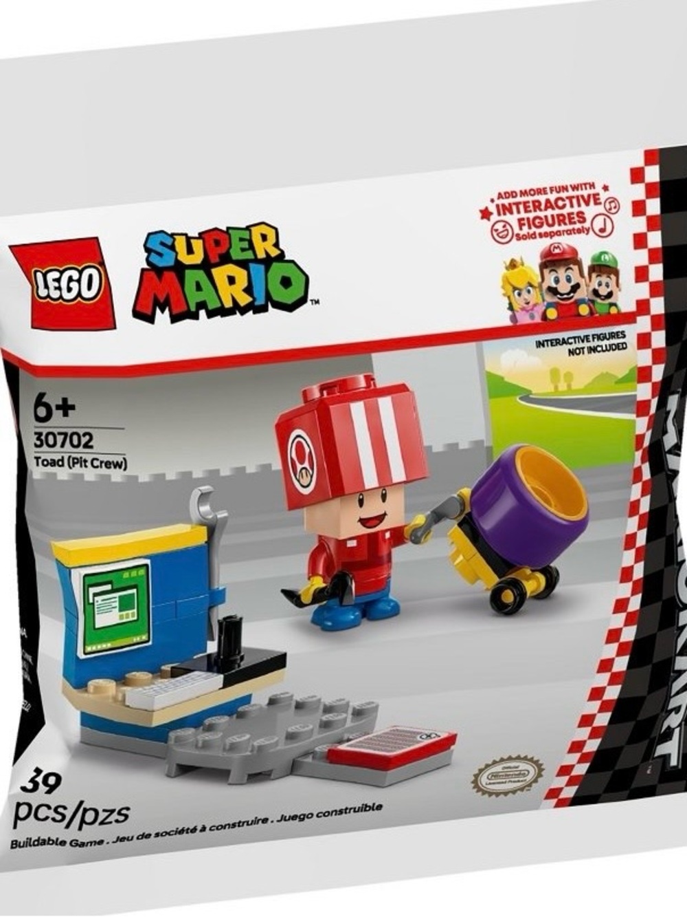 LEGO Super Mario Toad (Pit Crew) Buildable Toy - Red, Blue, Yellow